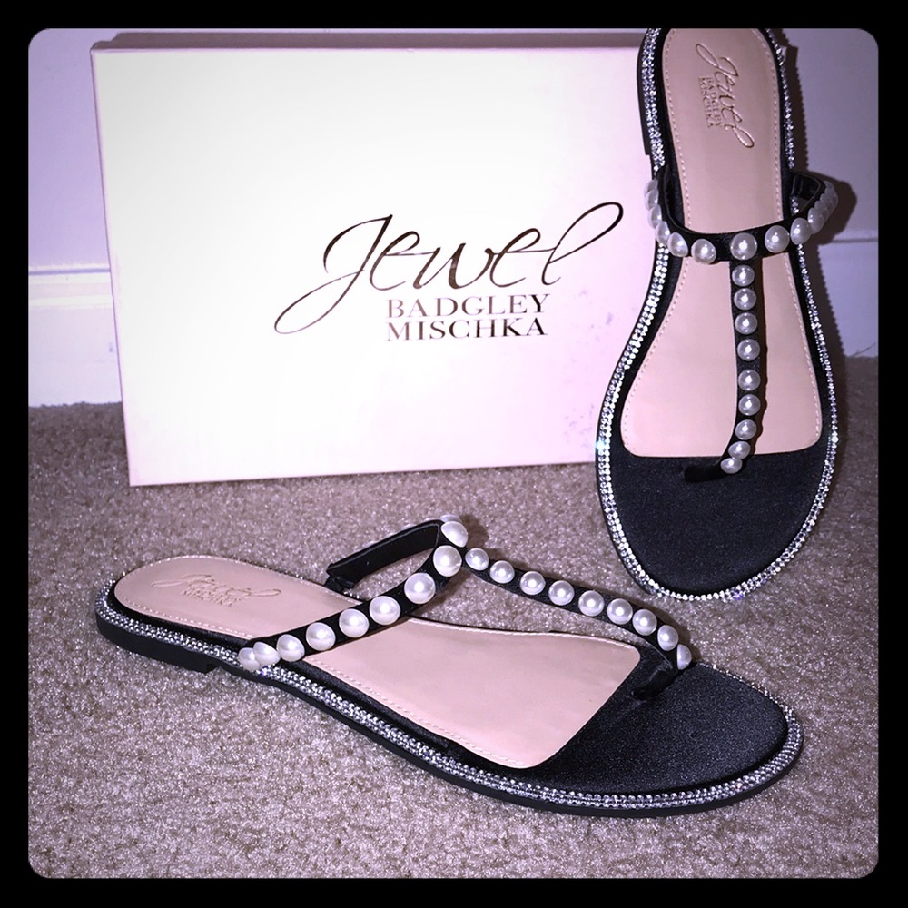 Rhinestone thong sandals by Jewel Badgley Mishcka